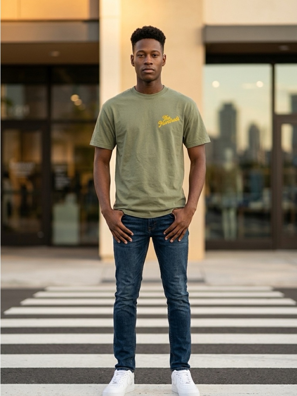 The Hundreds Sage Crewneck Tee with Yellow Script